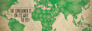 Map of the shipping container's journey to Yei